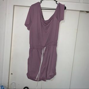 Fashion nova purple off the shoulder romper with waist tie